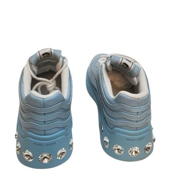 Miu Miu Women's Crystal-Embellished Chunky Sneakers Cielo Light Blue